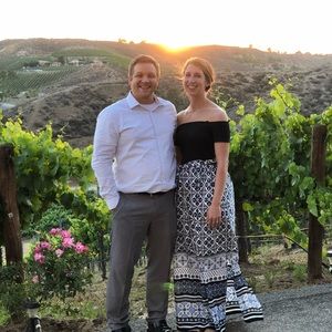 Eliza J Navy off-the-shoulder maxi